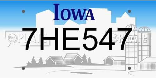 7HE547 Iowa License Plate