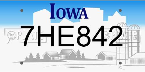 7HE842 Iowa License Plate