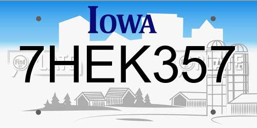 7HEK357 Iowa License Plate