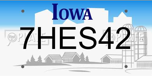 7HES42 Iowa License Plate