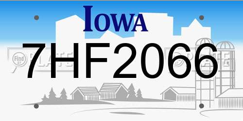7HF2066 Iowa License Plate