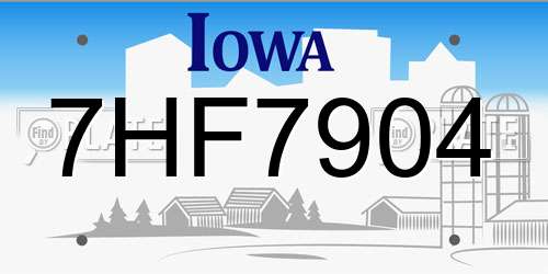 7HF7904 Iowa License Plate