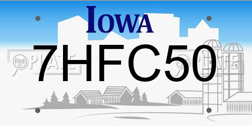 7HFC50 Iowa License Plate