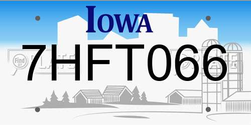 7HFT066 Iowa License Plate