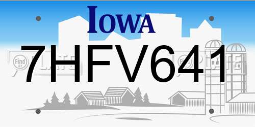7HFV641 Iowa License Plate