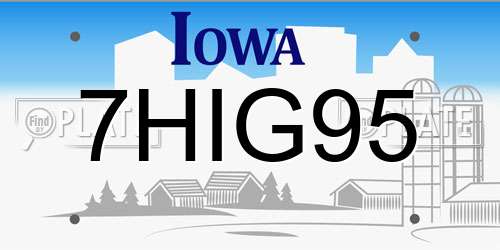 7HIG95 Iowa License Plate