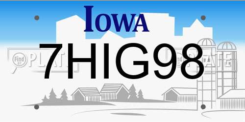 7HIG98 Iowa License Plate