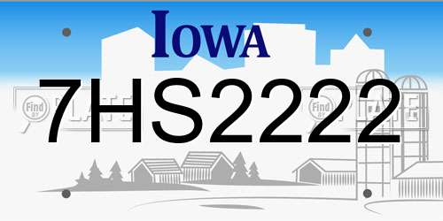 7HS2222 Iowa License Plate