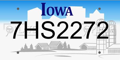 7HS2272 Iowa License Plate