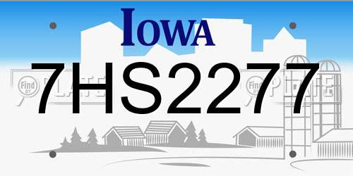 7HS2277 Iowa License Plate