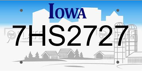 7HS2727 Iowa License Plate