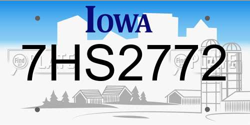 7HS2772 Iowa License Plate