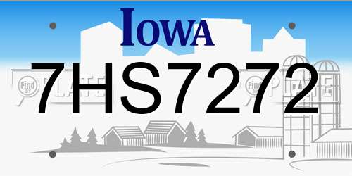 7HS7272 Iowa License Plate