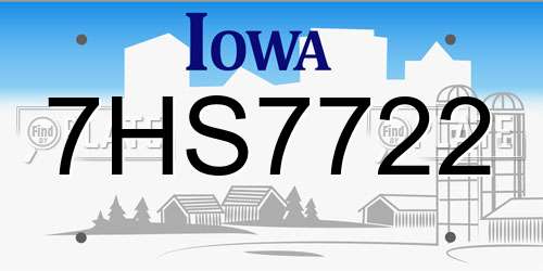 7HS7722 Iowa License Plate