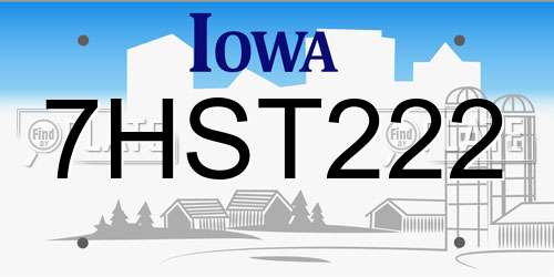 7HST222 Iowa License Plate