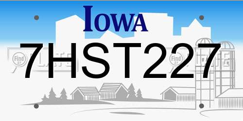 7HST227 Iowa License Plate