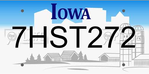 7HST272 Iowa License Plate