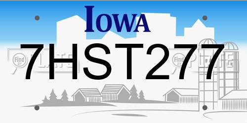 7HST277 Iowa License Plate