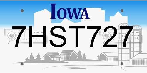 7HST727 Iowa License Plate