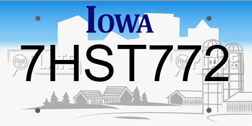 7HST772 Iowa License Plate