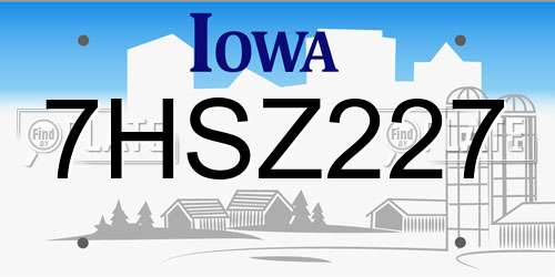 7HSZ227 Iowa License Plate