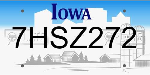 7HSZ272 Iowa License Plate