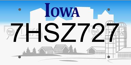 7HSZ727 Iowa License Plate