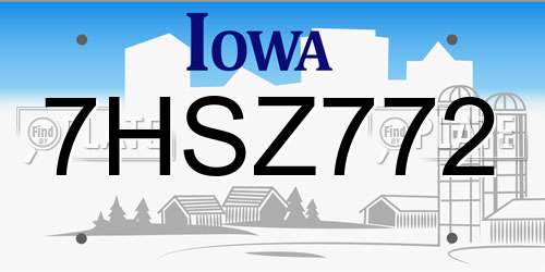 7HSZ772 Iowa License Plate