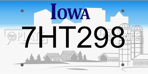 7HT298 Iowa License Plate