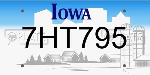 7HT795 Iowa License Plate
