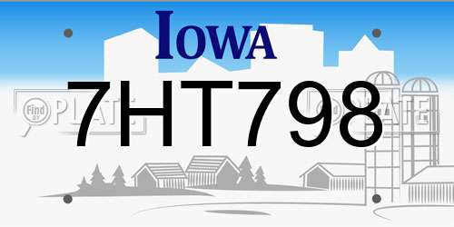 7HT798 Iowa License Plate