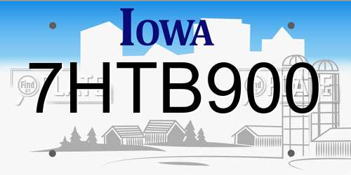 7HTB900 Iowa License Plate
