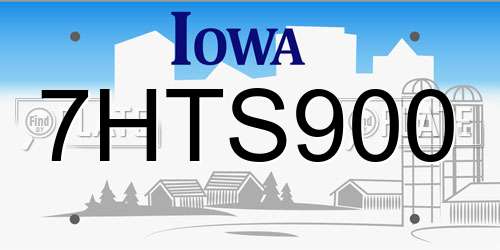 7HTS900 Iowa License Plate