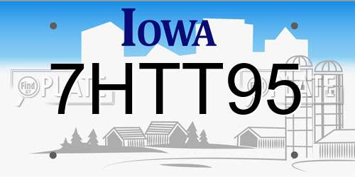 7HTT95 Iowa License Plate