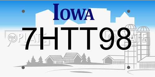 7HTT98 Iowa License Plate