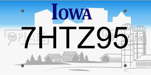 7HTZ95 Iowa License Plate