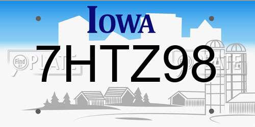 7HTZ98 Iowa License Plate