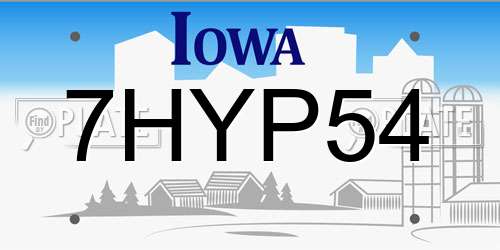 7HYP54 Iowa License Plate