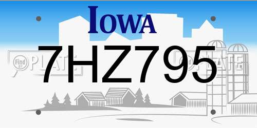 7HZ795 Iowa License Plate