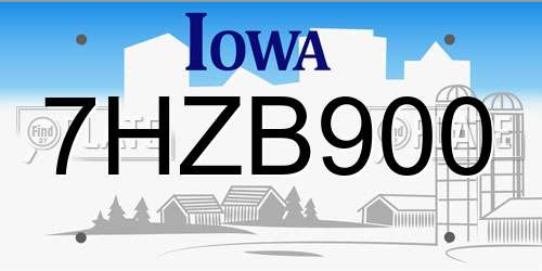 7HZB900 Iowa License Plate