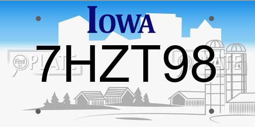 7HZT98 Iowa License Plate