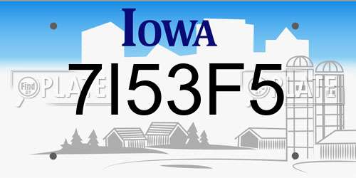 7I53F5 Iowa License Plate