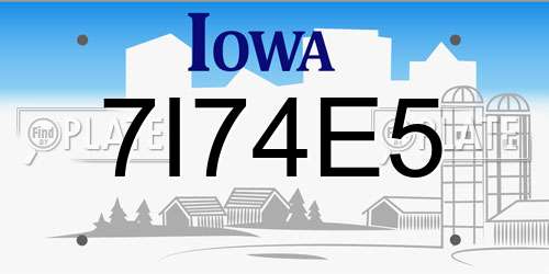 7I74E5 Iowa License Plate