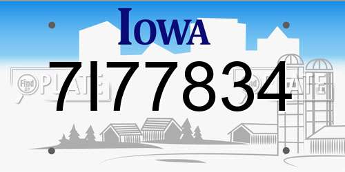 7I77834 Iowa License Plate