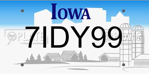 7IDY99 Iowa License Plate