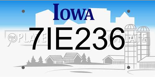 7IE236 Iowa License Plate