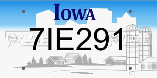 7IE291 Iowa License Plate