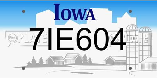 7IE604 Iowa License Plate