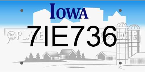 7IE736 Iowa License Plate