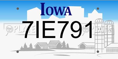 7IE791 Iowa License Plate